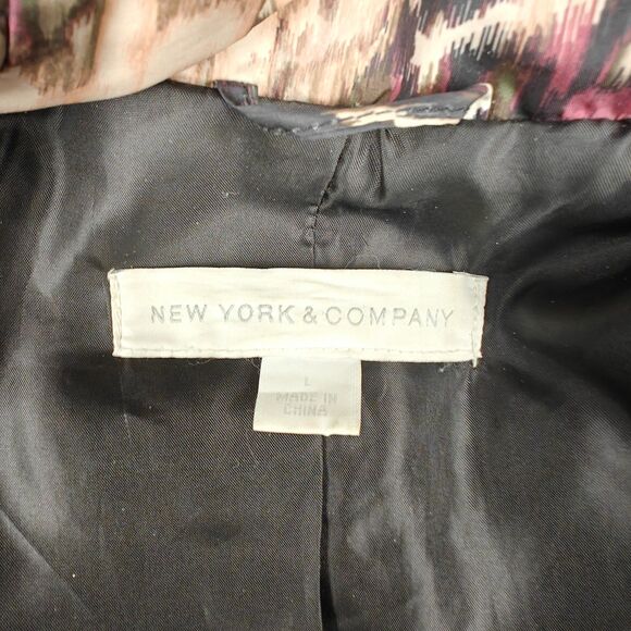 New York & Company Floral Camo Adjustable Waist Puffer Jacket Size L Outdoor - Picture 10 of 13